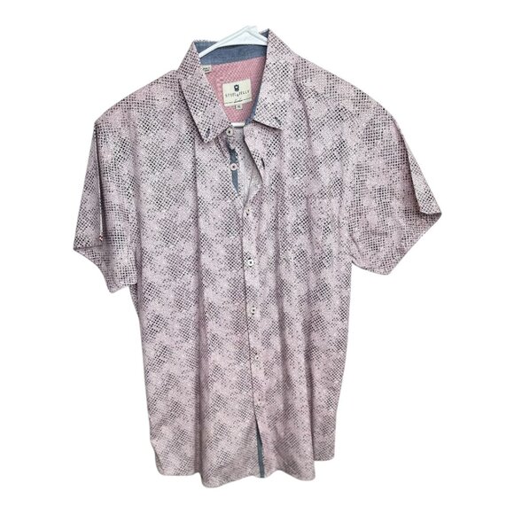 Steel & Jelly Men's Short Sleeve Button-Up Shirt Pink Geometric Pattern Size XL - Picture 1 of 9